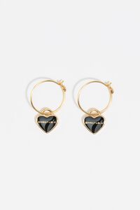 Pendientes aro mini coraz&oacute;n dorado y negro