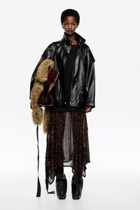 Vestido bimaterial falda irregular Leopard Big marr&oacute;n oscuro