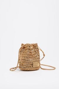 Bolso bucket mini trenzado piel oro