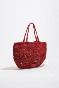 Bolso shopper mediano trenzado piel rojo