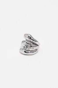 Anillo triple cristal textura plateado