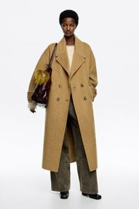 Abrigo largo maxi solapas doble faz ocre