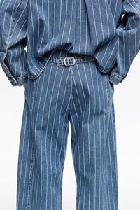 BARREL - Pantal&oacute;n denim hebilla rayas azules