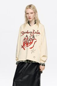 Sudadera larga logo bailarinas marfil