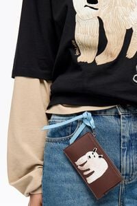 Tarjetero-monedero Fr&iacute;o Peludo piel marr&oacute;n oscuro