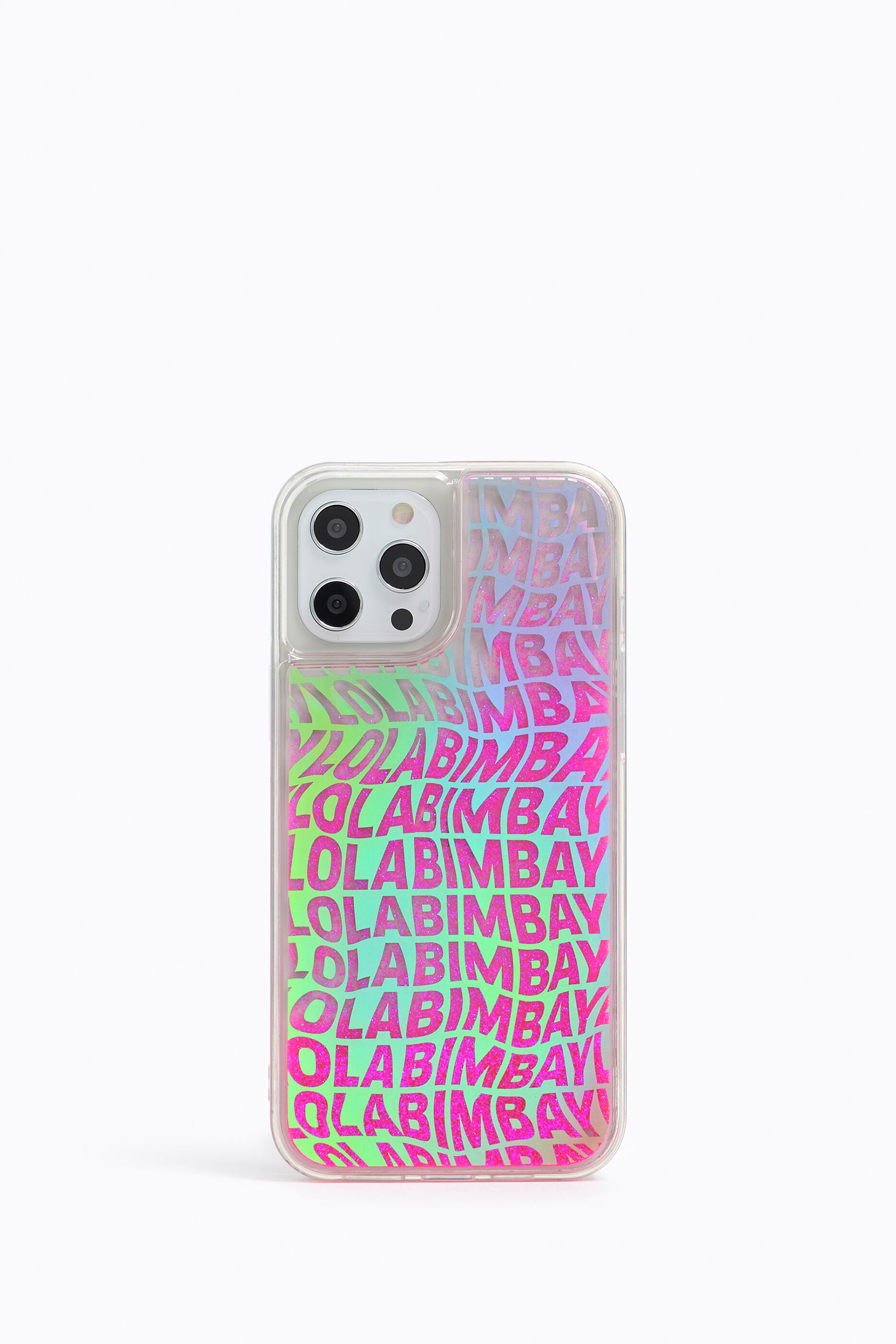 Funda iPhone 12 Pro Max glitter fucsia neón