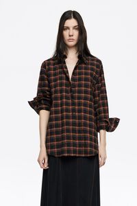 Camisa textura cuadros naranjas