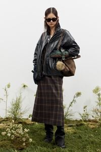 Cazadora oversize piel negra