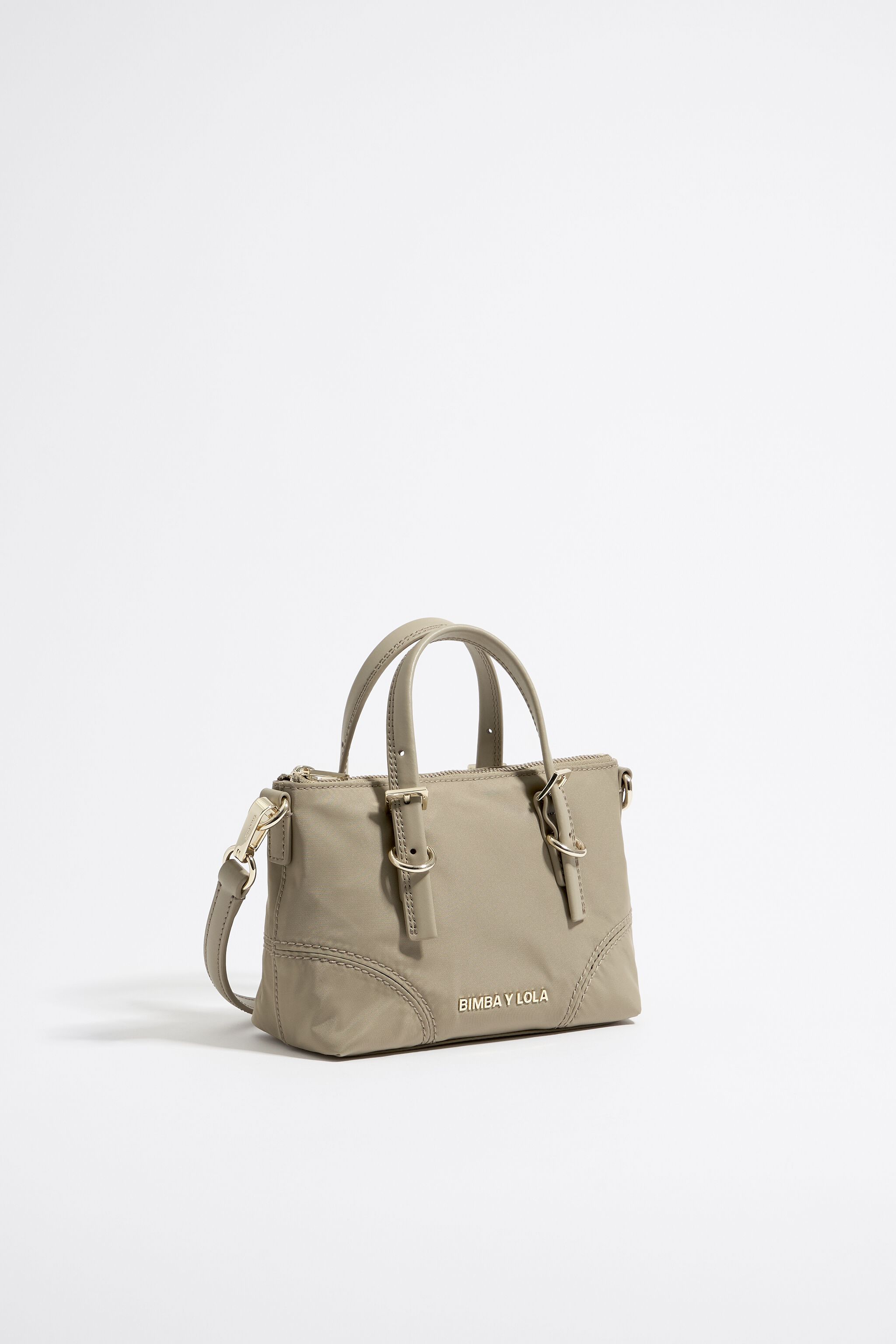 Bolso shopper mini nylon caqui claro