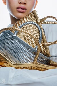 Bolso mini trenzado piel plata