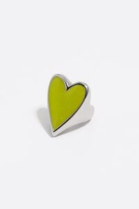 Anillo coraz&oacute;n glitter lima y plateado