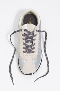 Deportiva retro serraje y nylon 13 18 plata