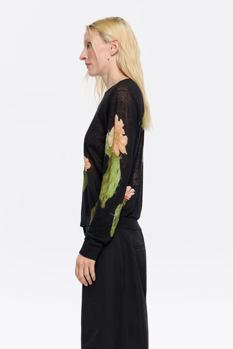 Jersey lino recto Cactus negro Jersey lino recto Cactus negro