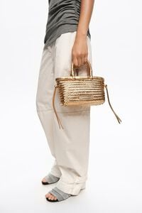 Bolso mini trenzado piel oro