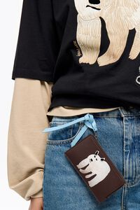 Tarjetero-monedero Fr&iacute;o Peludo piel marr&oacute;n oscuro