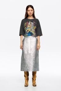 Falda midi piel l&iacute;nea A plata