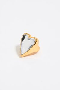 Anillo coraz&oacute;n cristal dorado