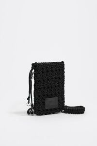 Bolso plano mini trenzado negro