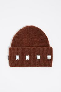 Gorro punto cristales marr&oacute;n