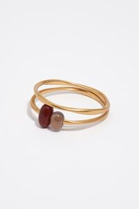 Set de 2 pulseras textura piedras dorado mate