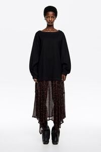 Vestido bimaterial falda irregular Leopard Big marr&oacute;n oscuro