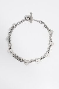 Collar cadena corazones plateado