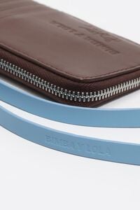 Tarjetero-monedero Fr&iacute;o Peludo piel marr&oacute;n oscuro