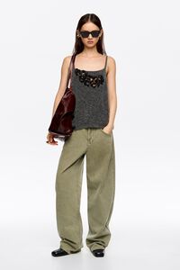 Top mohair encajes gris oscuro