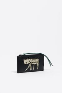 Tarjetero-monedero Fr&iacute;o Peludo piel negro