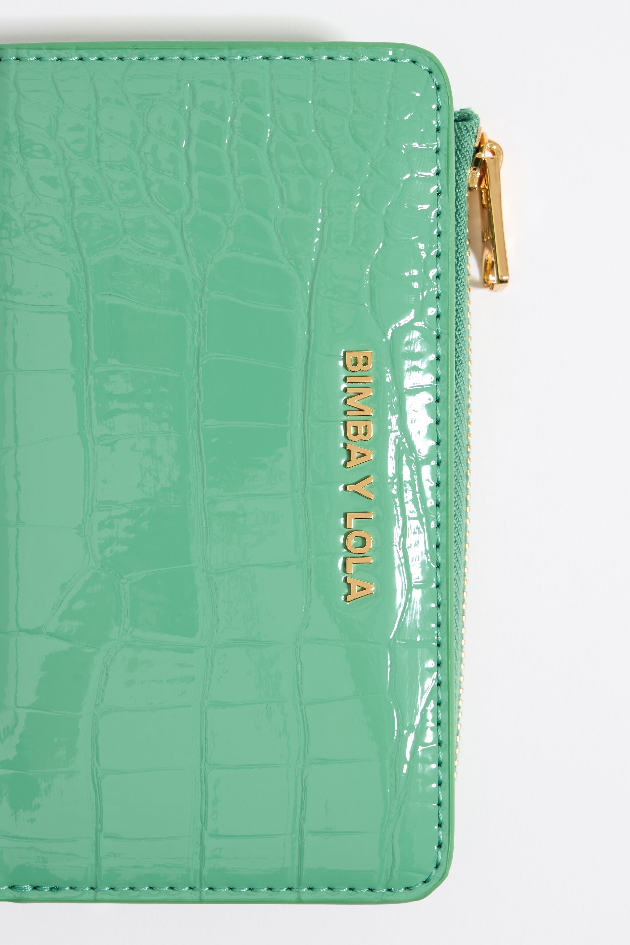 Cartera grabado cocodrilo verde