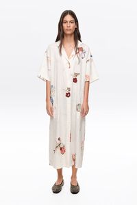 Vestido camisero tejido arrugado Seabed blanco roto