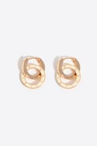 Pendientes doble aro logo marfil