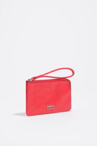 Monedero peque&ntilde;o piel brillante rojo &aacute;cido