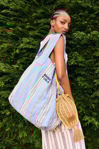 Bolso shopper maxi lino azul pastel Bolso shopper maxi lino azul pastel