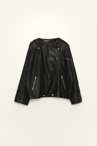 Cazadora cruzada piel negra