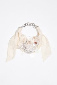 Collar choker tejido y perlas marfil