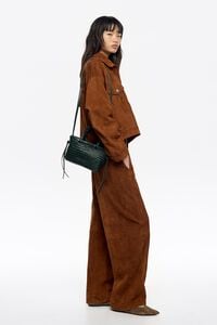 Bolso mini trenzado piel verde oscuro