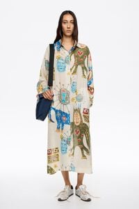 Vestido recto textura Mask Big marfil