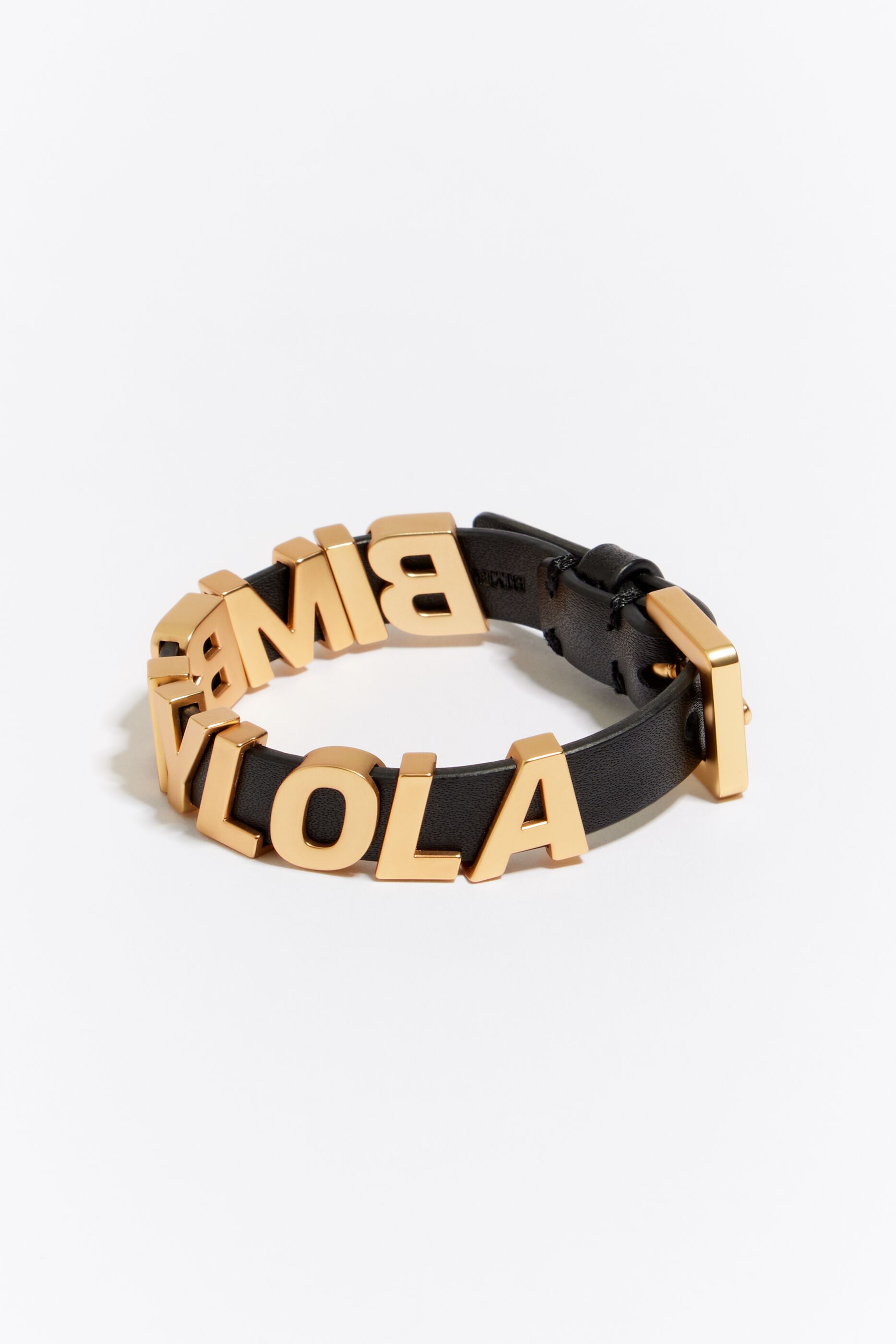 Pulsera letras logo piel negra