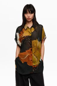 Camisa manga fluida Blot negra