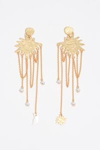 Pendientes sol cadenas dorado cepillado