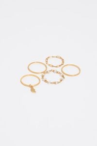 Set 5 anillos perlas y luna dorado cepillado