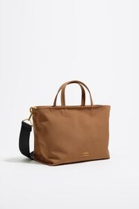 Bolso shopper mediano gabardina canela