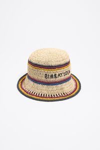 Gorro rafia papel natural franjas color