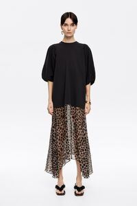 Vestido midi bimateria Cheetah caqui