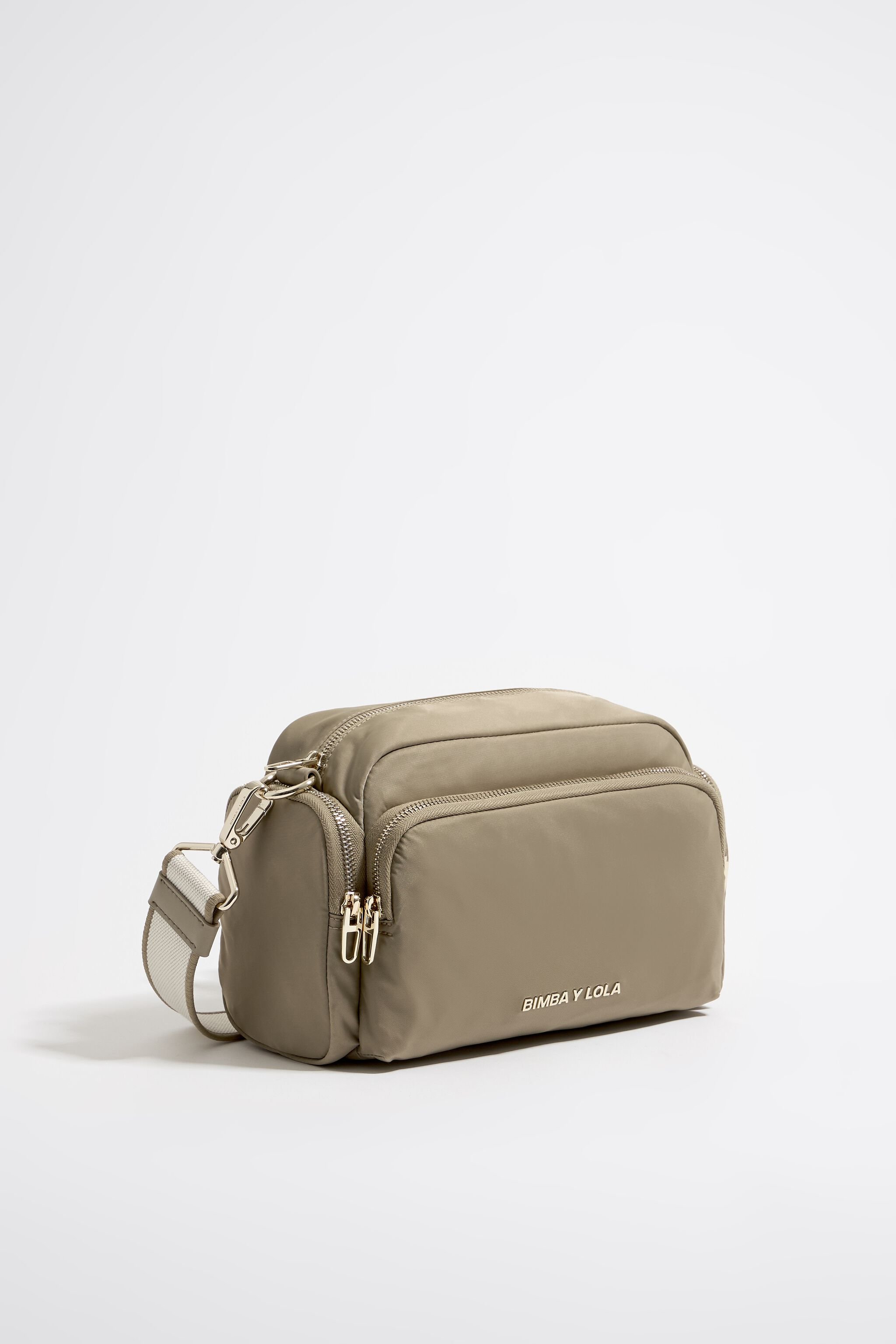 Bolso bandolera mediano nylon caqui claro