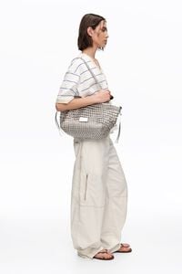 Bolso shopper grande trenzado piel plateado