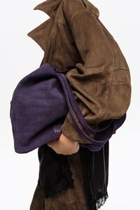 Bolso shopper grande serraje grabado cocodrilo morado