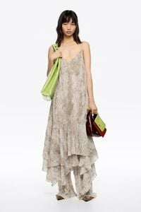 Vestido plisado iregular Snake topo