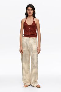 Pantal&oacute;n jogger algod&oacute;n patchwork rayas ocre